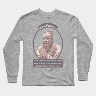 Confucius Portrait and Quote Long Sleeve T-Shirt